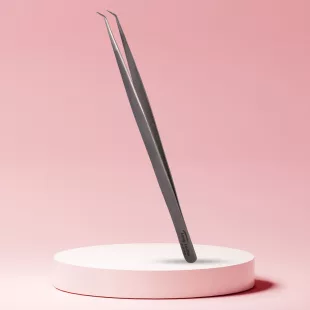   Long Lashes szempilla csipesz, keskeny hajlított - ezüst, 14cm