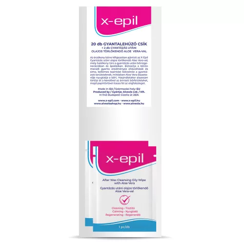 X-Epil Gyantalehúzó csíkok 20 db+2 db olajos törlőkendő