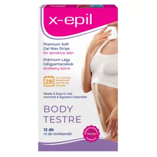   X-Epil Prémium lágy gélgyantacsíkok érzékeny bőrre testre - 12db
