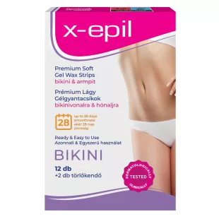   X-Epil Prémium lágy gélgyantacsíkok érzékeny bőrre bikini-hónalj 12db